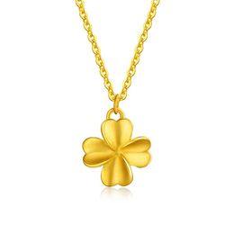 Nuova collana di quadrifoglio in oro 999 con pendente femminile in oro con clavicola