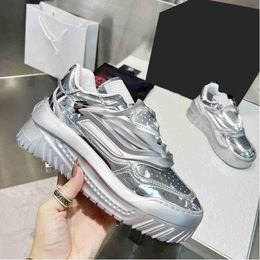 Designer Odissea Sneakers Fashionable Metallic Greek Pattern Sneakers Men women Rubber Platform Fashion Sneakers