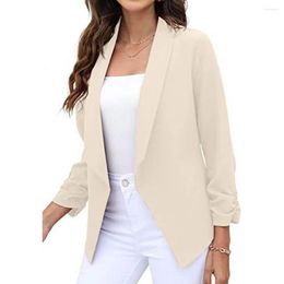 Women's Suits Lightweight Solid Color Stylish Lady Long Sleeve Open Stitch Cardigan For Women Thin Loose Business Formal Ol Commute Fall