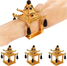 Serviette Rings Chinese Classical Pagoda-Shaped Napkin Ring, Luxury Dining Table Napkin Buckle, Party Tableware Decoration (Color : Gold), 5*7cm*4