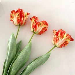 Decorative Flowers For Home Party Wedding Handmade Pography Props Artificial Parrot Tulip Table Decoration Bouquet Fake Flower