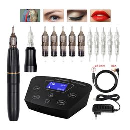 Tattoo Machine Permanent Makeup Sets Dual Use Rotary Pen Kits for Eyebrow with 2 head P300 230804