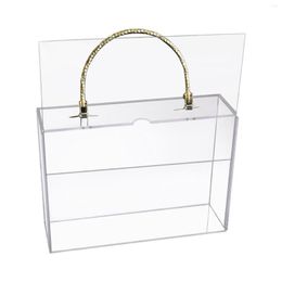 Decorative Flowers Clear Acrylic Flower Box With Handles Reusable Rectangular Large Gift For Wedding Present Empty Favour