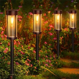 Garden Decorations 4 PCS Solar Outdoor Pathway Lights Modern Style Design IP65 Waterproof Landscape Light For Walkway Driveway Decor