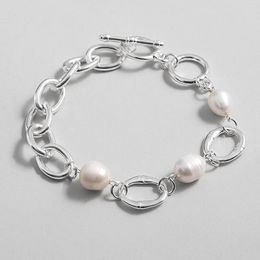 Charm Bracelets Amorcome Unique Design Silver Colour Link Chain For Women Imitation Pearls Bracelet On Hand Jewellery