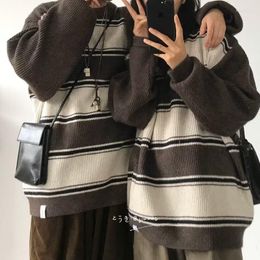 Men's Sweaters 2023 Autumn Winter Knitted Japan Style Couple Long Sleeve Striped Pullover Harajuku Women Men Casual Oversize Sweater