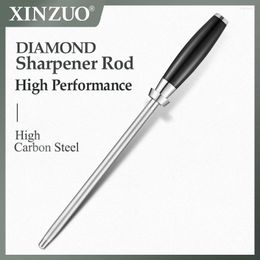 Other Knife Accessories XINZUO Design Diamond Sharpener Rod High Carbon Steel With Black G10 Handle