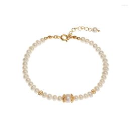 Strand 18k Gold Plated Natural White 4-5mm Freshewater Pearl Bracelet