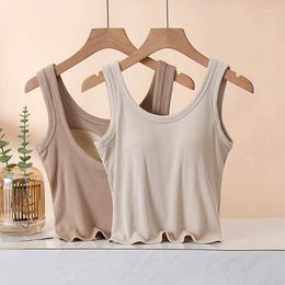 Women's Sleepwear Summer Suspender Vest For Women Chest Pad One Piece Pajamas Tops Underwear Bottom Bra Top Sexy Modal Comfortable T-Shirt