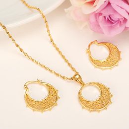 Necklace Earrings Set Ethiopian Traditiona Round Jewellery And Ethiopia Gold Eritrea Sets For Women's Habesha Wedding Party Gift