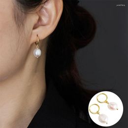 Dangle Earrings 925 Sterling Silver Gold Pearl Geometric For Women Girl Simple Ball Baroque Jewellery Birthday Gift Drop
