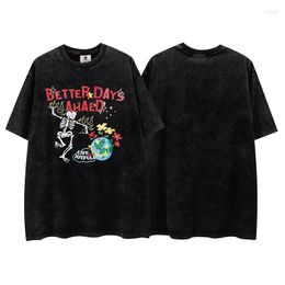 Women's T Shirts BETTER DAYS AHADE Human Skull T-shirts Women Men High Quality Hip-Hop Harajuku Summer Tshirt