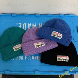 Tiger Letters Patch Label Human Made Knitted Hat Men Women Winter Black Blue Purple Casual Beanies Caps T230806