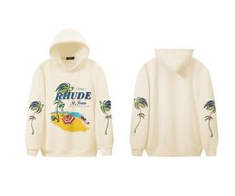 Rhude Designer Uomo Lettera Stampa Felpe con maniche lunghe larghe Moda Sport per donna Felpa con cappuccio da uomo di marca di alta qualità 320