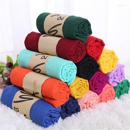 Scarves JTVOVO RUNMEIFA 2023 Pure Color Cotton Thin Veil Hijab For Muslim Women's Bandana Breathable Fashion Scarf Shawl Accessories