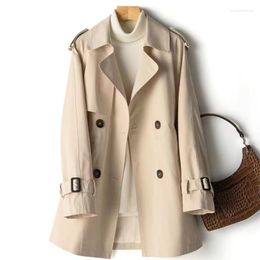 Women's Trench Coats Khaki Windbreaker Long Sleeves Cropped Design Jacket Chic Lady High Street Casual Loose Top 2023 Spring And Autumn