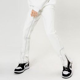 Men's Jeans 2023 Arrivals White Chic Hip Hop Men Straight Pants Ankle Zipper High Street Casual Loose Denim Trousers 5079