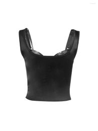 Women's Tanks Women S Lace-Up Hollow Out Crop Top With Bowknot Detailing - Stylish And Chic Sleeveless Camisole For Casual Club