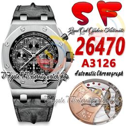 SF jjf26470 A3126 Chronograph Automatic Mens Watch 42mm Stainless Steel Case Slate Grey Textured Dial Black Leather Strap 2022 Super Edition eternity Watches