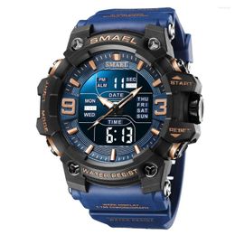 Wristwatches Smael Sport Watches Men's Military Dual Time Watch Digital Led Clock Male Waterproof Display Wristwatch Stopwatch 8049
