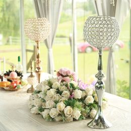 10pcs)60cm to 100cm tall)Silver Metal Acrylic Crystal Goblet Candle Holder, Flower Ball Stand centerpieces crystal candelabra 890