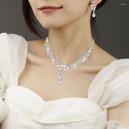 Necklace Earrings Set Bride Earring Exquisite Faux Pearl Rhinestone Kits For Wedding Party Luxury Prom Cocktail