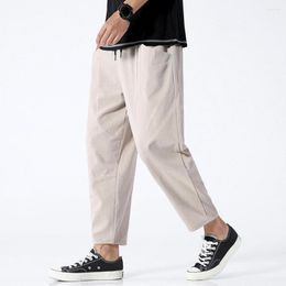 Men's Pants Elastic Waist Drawstring Trousers Big Pockets Long Versatile For Casual