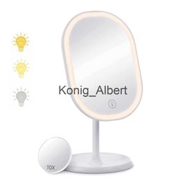 Compact Mirrors LED Vanity Mirror Light Makeup Mirror With 1X/10X Magnification 3 Light Colors Vanity Bathroom Cosmetic Table Led Lighted Mirror x0803