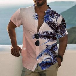 Men's Casual Shirts 2023 Coconut Tree For Men 3d Printed Hawaiian Shirt Beach 3XL Short Sleeve Fashion Tops Tee Blouse Camisa