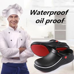 Sandals Men Slippers Non-slip Waterproof Sandals Oil-proof Kitchen Work Cook Shoes Chef Master el Restaurant Slippers Unisex 230804