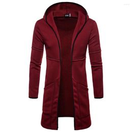 Men's Hoodies Autumn Winter Long Jacket Solid Color Sweatshirt Sleeve Tops Hoodie Oversized Moletom Masculinos