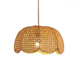 Pendant Lamps Handmade Rattan Cage Lid Lights Modern Japanese Bamboo Living Room Restaurant Lamp Bedroom Lighting Hollow