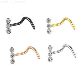 Nose Rings Studs 20g Nose Rings Studs Nose Screw Surgical Stainless Steel Nose Rings Hoop Diamond Heart Hypoallergenic Nostril Nose Piercing L230806