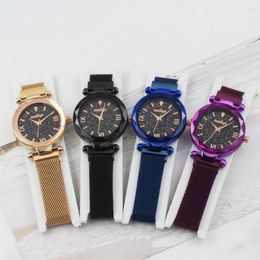 Wristwatches Zegarek Damski 2023 Luxury Starry Sky Women Watches Magnetic Mesh Belt Band Watch Women's Fashion Dress Wristwatch