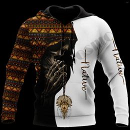 Men's Hoodies PLstar Cosmos Est 3Dprinted Skull Cheif Native Pattern Harajuku Premium Streetwear Unique Unisex Hoodies/Sweatshirt/Zip B-9