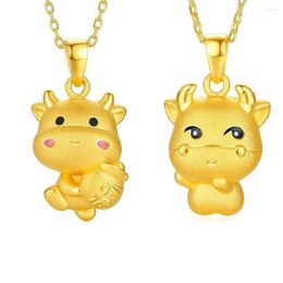 Pendant Necklaces VAMOOSY Yellow Copper Zodiac Cow Choker For Women Men Link Chain Cute Baby Child Bridal Gifts Collar Jewelry