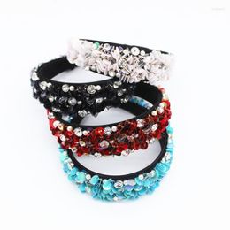 Hair Clips Sequins Headband Baroque Crown Tiara Crystal Pearl Beads Headpieces Handmade Hairband For Women Bridal Accessories Jewelry