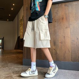 Men's Shorts Summer Thin Men Fashion Solid Colour Retro Pocket Streetwear Hip-hop Loose Cargo Mens Beach M-2XL