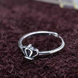 Cluster Rings 925 Crown Little Finger Ring Colourless Korean Version Tail Female Inscription Girlfriend's Birthday Personalised Gift