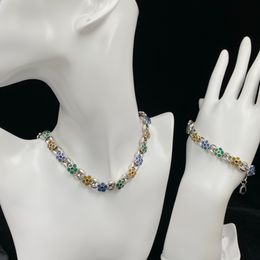 Emaille Blume Einfachheit Armband Halsketten Silber Halsband Schlüsselbein Halskette Frau Armband Halskette Trend Charm Schmuck Paar Geschenk mit Box CGS16 --005