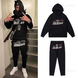 London 1 1 Grey Gradient Embroidered Hoodie Men Women 2022fw Autumn Winter Hooded Set Suit Black T230806