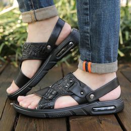 Summer Men's Air Sandals 2024 Cushion Thick Soled Mesh Breathable Outdoor Sneaker Men Fashionable Antiskid Beach 89538