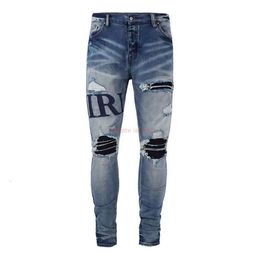 Designer Clothing Amires Jeans Denim Pants Amies Store Trend Brand Jeans Men Distressed Ripped Skinny Motocycle Biker Rock Hip Hop Pant300