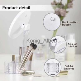 Compact Mirrors LED Lighted Makeup Mirror 10X Magnifying Mirror Desktop Makeup Organizer Case Cosmetic Organizer Rack Touch Screen Desk Mirror x0803