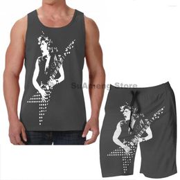 Men's Tracksuits Summer Casual Funny Print Men Tank Tops Women Randy Rhoads Tribute Board Beach Shorts Sets Fitness Sleeveless Vest