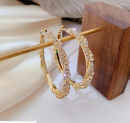 Hoop Earrings 2023 Trend Women Circle Rhinestone C Shape Micro-inlaid Zircon Temperament Chains Wrapped Round Big