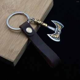 Keychains SanLan Viking Axe Symbol Keychain Talisman Pagan Amulet Pendant Key Chain For Man