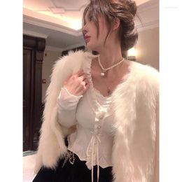 Women's Sweaters Cropped Cardigan 2023 Women Clothes Sweet Ruffles White Sueter V-neck Long Sleeve Tunic Pull Femme Drawstring Knit Sweater