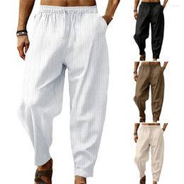 Men's Pants Autumn Men Fashion Casual Jogger Drawstring Elastic Waist Wide Leg Striped Deep Crotch Loose Sports Sweatpants