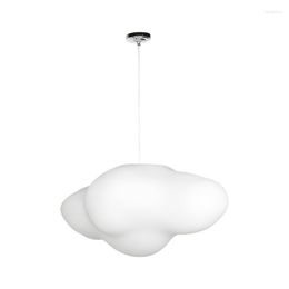 Pendant Lamps White Plastic Floating Cloud Chandelier For Children's Room Decoration LED 16 Colour Remote Control Dimming Hanging Lamp